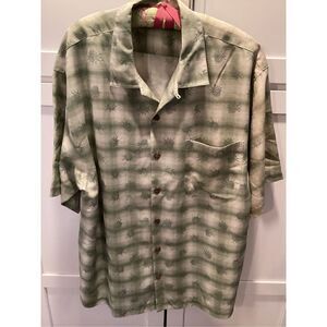 Tommy Bahama 100% Silk Button Down Shirt Pineapple Sz L Vacation Travel